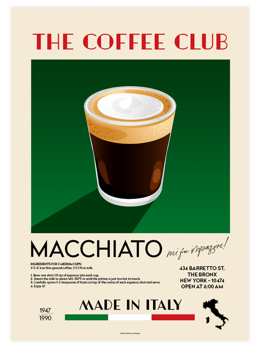 The Coffee Club Macchiato Poster - Giclée Baskı
