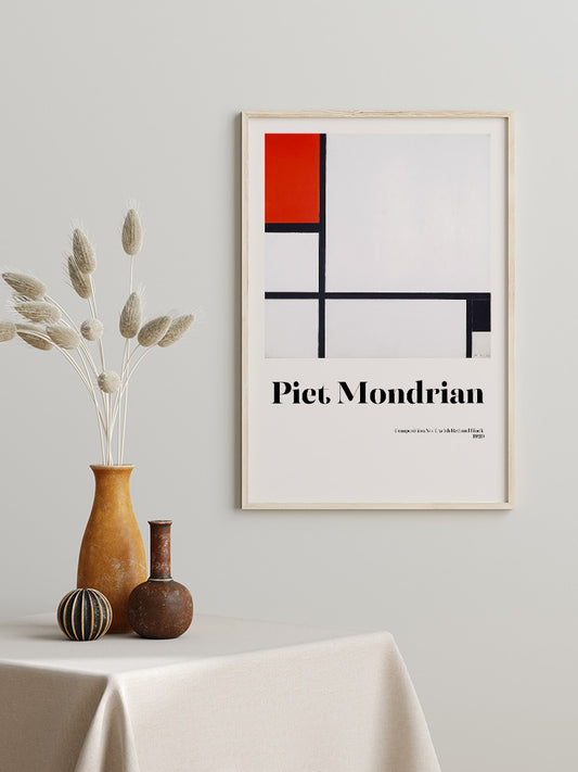 Mondrian Composition No.1 With Red And Black Poster - Giclée Baskı