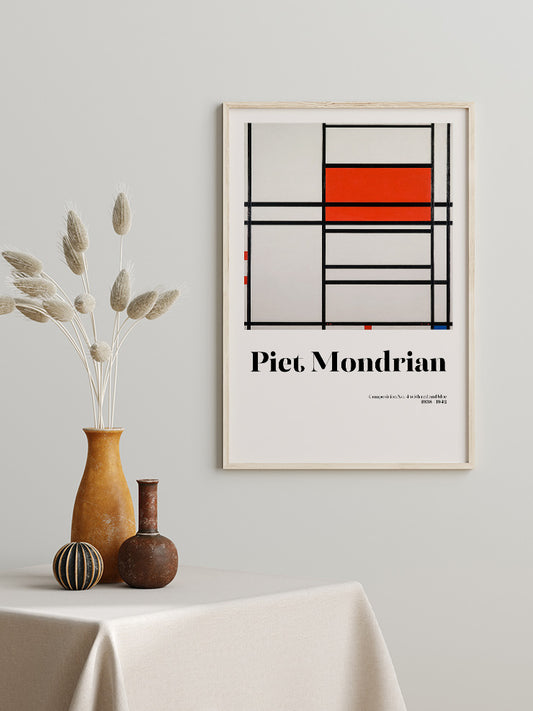 Mondrian Composition No.4 With Red And Blue Poster - Giclée Baskı