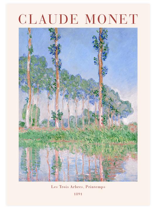 Monet Les Trois Arbres, Printemps Poster - Giclée Baskı