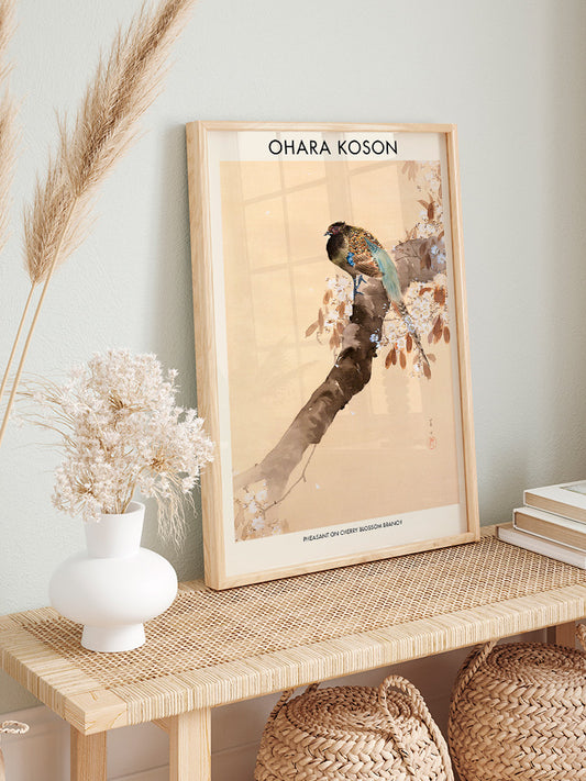 Ohara Koson Pheasant On A Cherry Blossom Branch Poster - Giclée Baskı