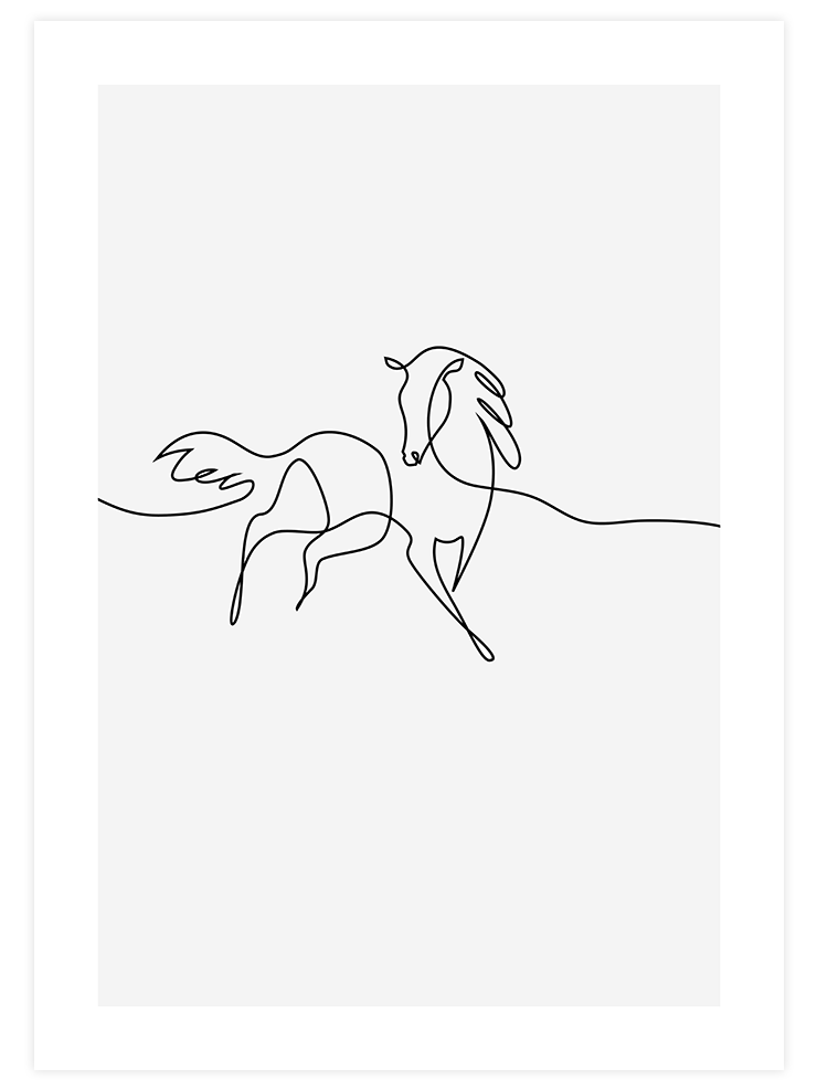 One Line Horse - Art Print Poster