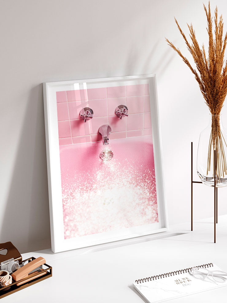 Chic Pink Bath - Art Print Poster