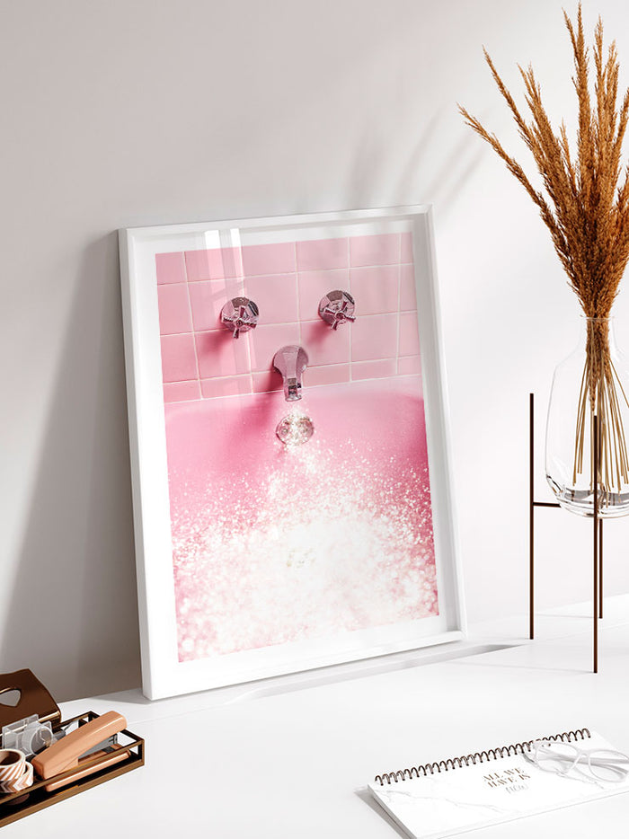 Chic Pink Bath - Art Print Poster