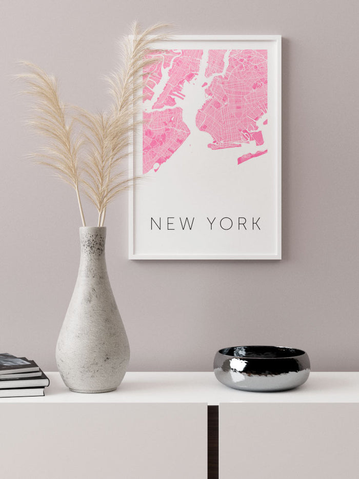 New York Pembe Hari̇ta - Art Print Poster