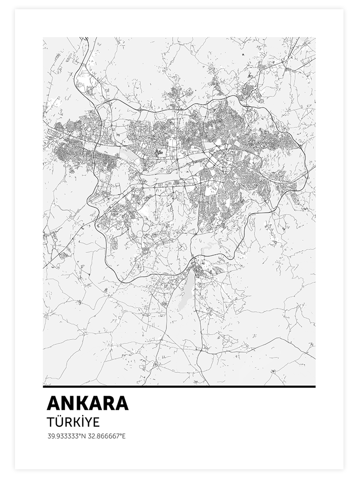 Ankara Haritası - Art Print Poster