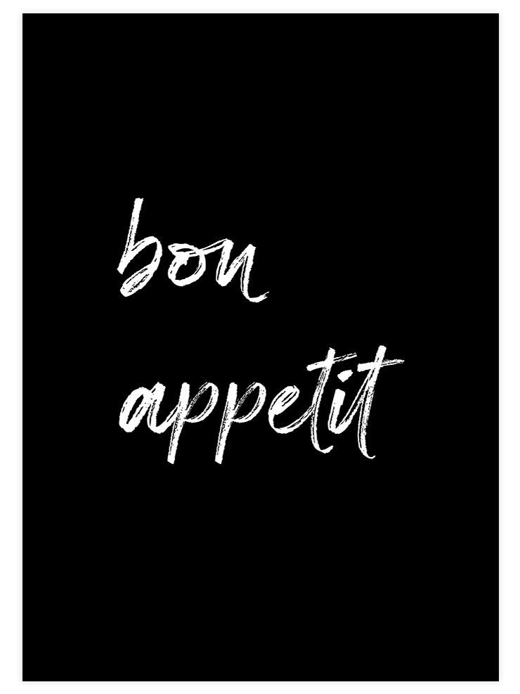 Bon Appetit Siyah - Art Print Mutfak Poster
