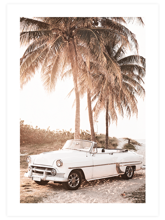 Cabriolet On The Beach Poster - Giclée Baskı