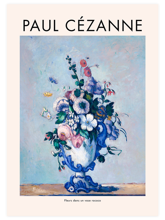 Cezanne Flowers In A Rococo Vase Poster - Giclée Baskı