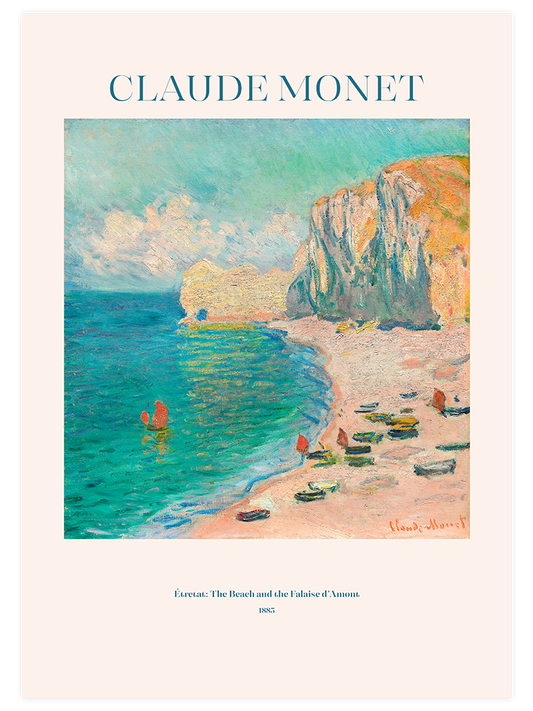 Claude Monet Étretat, The Beach And The Falaise D'amont Poster - Giclée Baskı