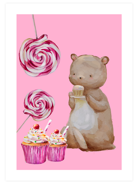 Cupcake & Lollipop Poster - Giclée Baskı