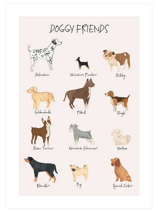 Doggy Friends Poster - Giclée Baskı
