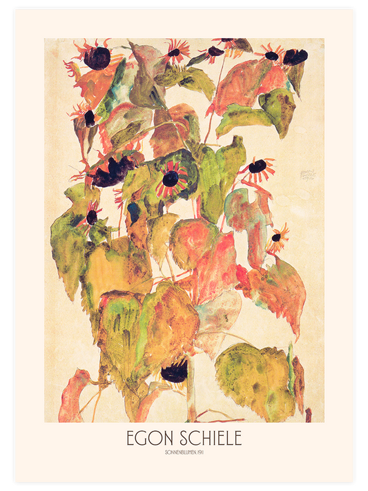 Egon Schiele Sunflowers Poster - Giclée Baskı