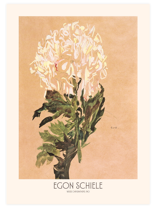 Egon Schiele White Chrysanthemum Poster - Giclée Baskı