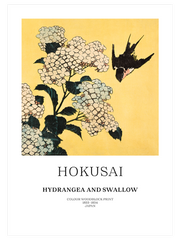 Hokusai Hydrangea And Swallow Poster - Giclée Baskı