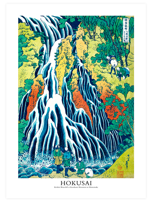 Hokusai Kirifuri Waterfall On Mount Kurokami Poster - Giclée Baskı
