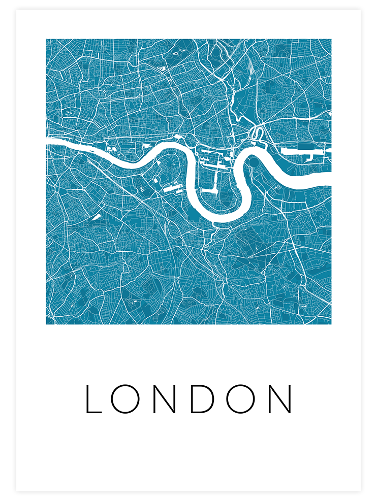 Londra Mavi̇ Hari̇ta - Art Print Poster
