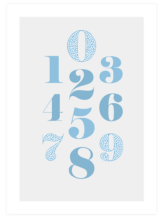 Mavi Sayılar Poster - Giclée Baskı