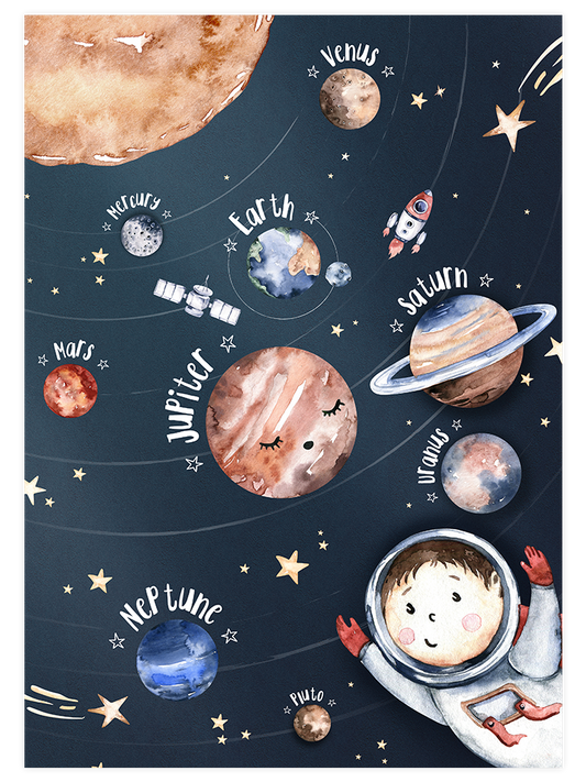 Minik Astronot Poster - Giclée Baskı