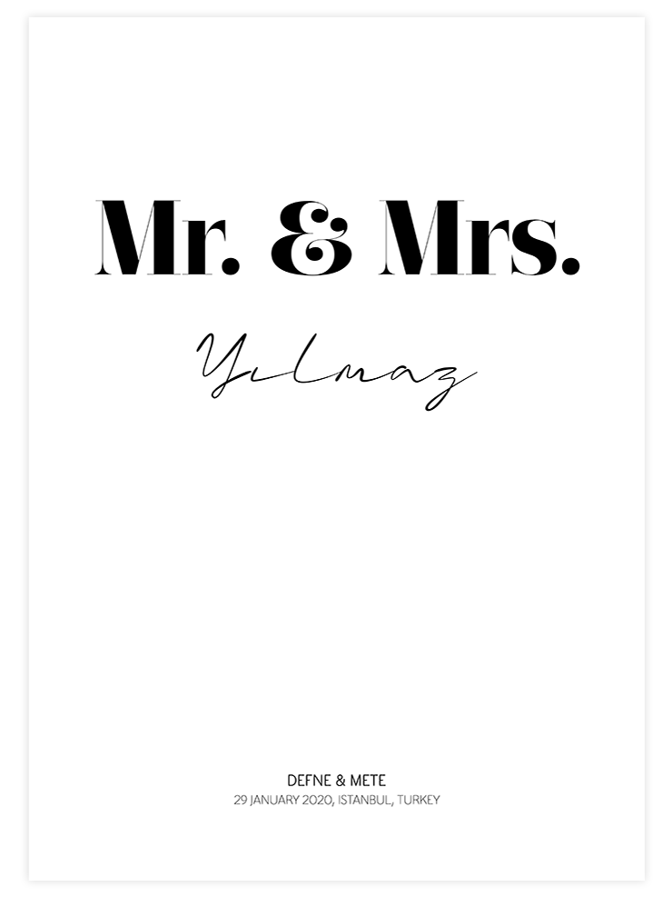 Mr & Mrs Kişiye Özel - Art Print Poster