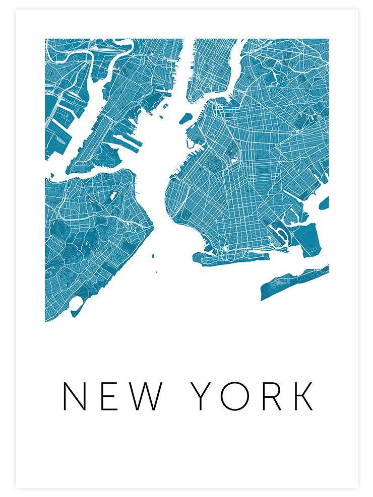New York Mavi̇ Hari̇ta - Art Print Poster