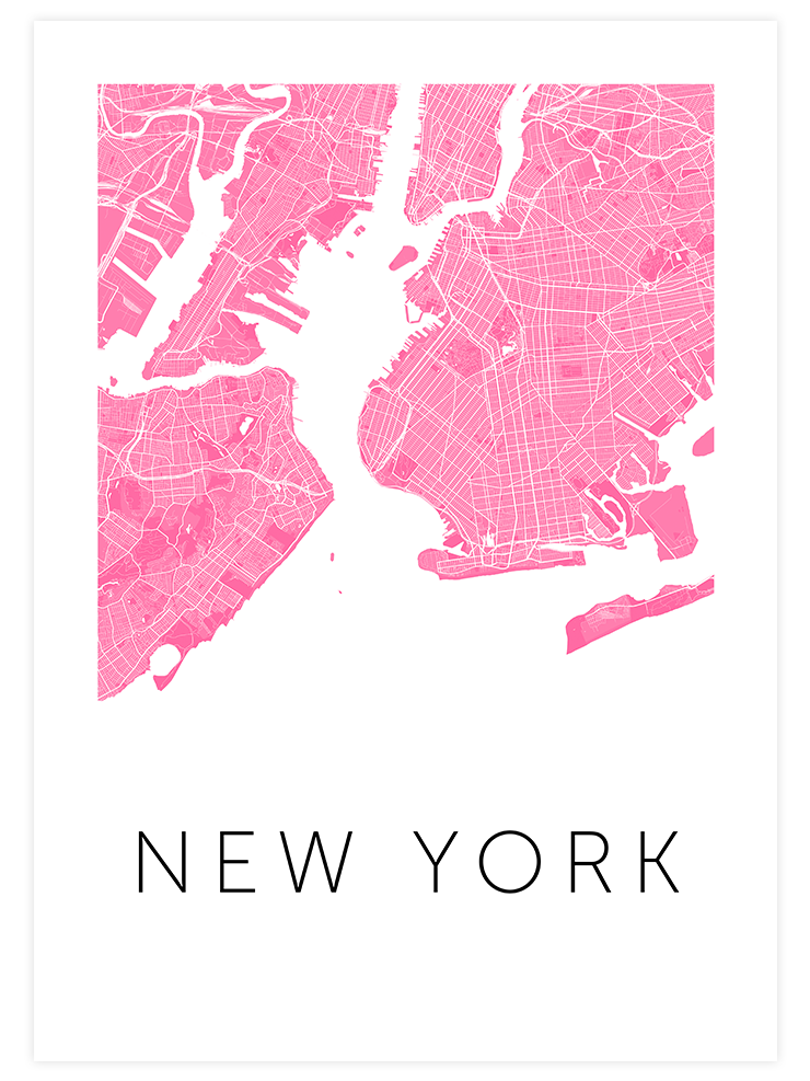 New York Pembe Hari̇ta - Art Print Poster