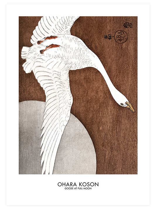 Ohara Koson Goose At Full Moon Poster - Giclée Baskı