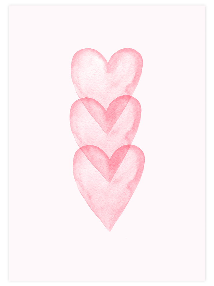 Pink Hearts - Art Print Çocuk Odası Poster