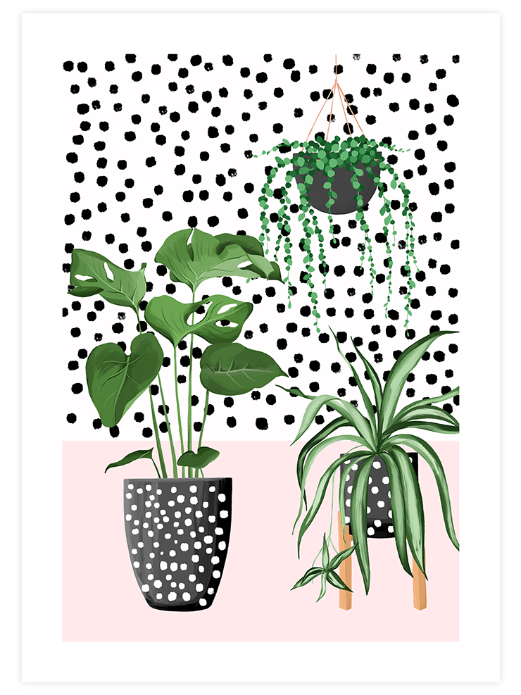 Puantiyeli Vazo N4 - Art Print Sanatsal Poster