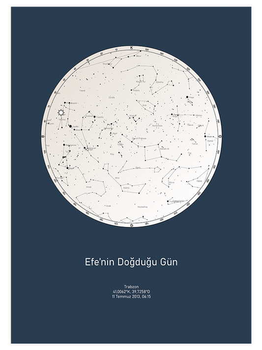 Yıldız Haritası N4 Kişiye Özel Poster - Giclée Baskı