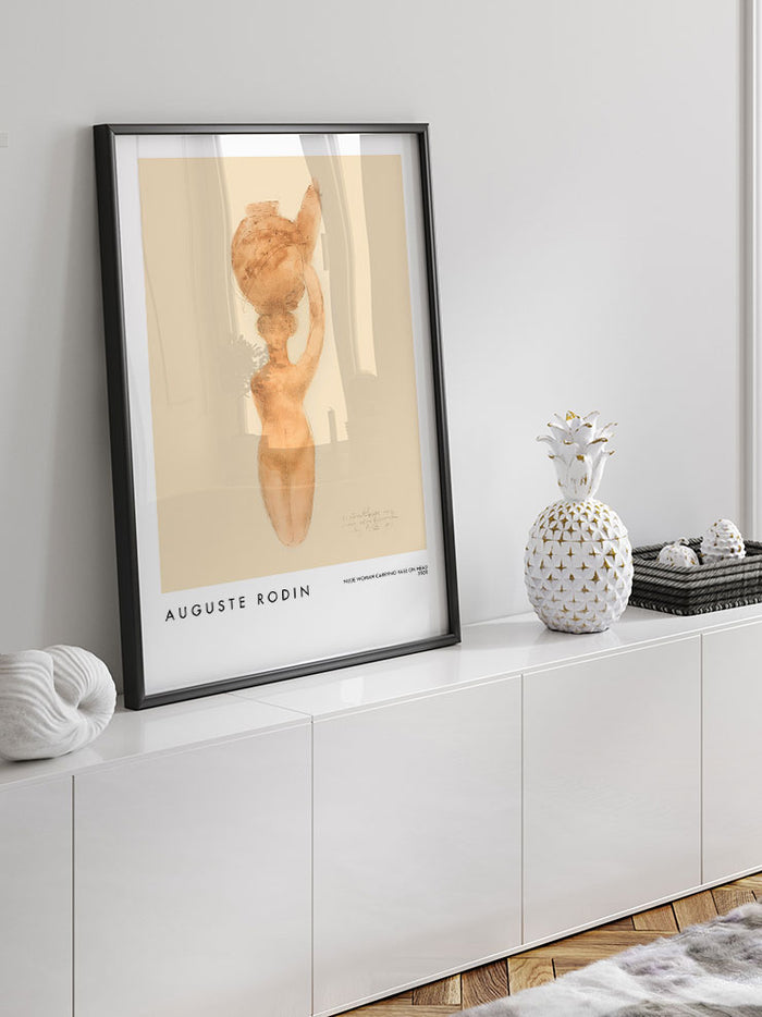 Rodin Nude Woman Carrying Vase On Head - Art Print Poster