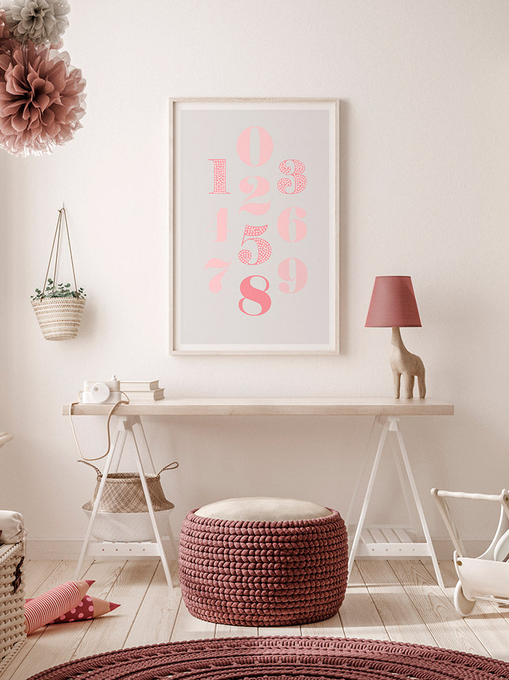 Pembe Sayılar - Art Print Poster
