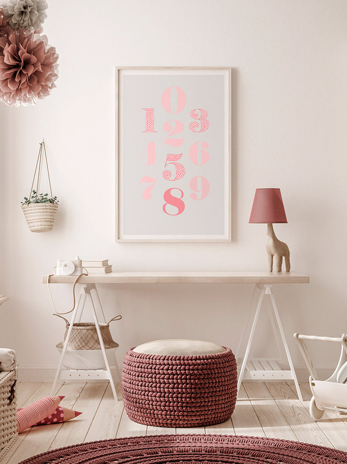 Pembe Sayılar - Art Print Poster