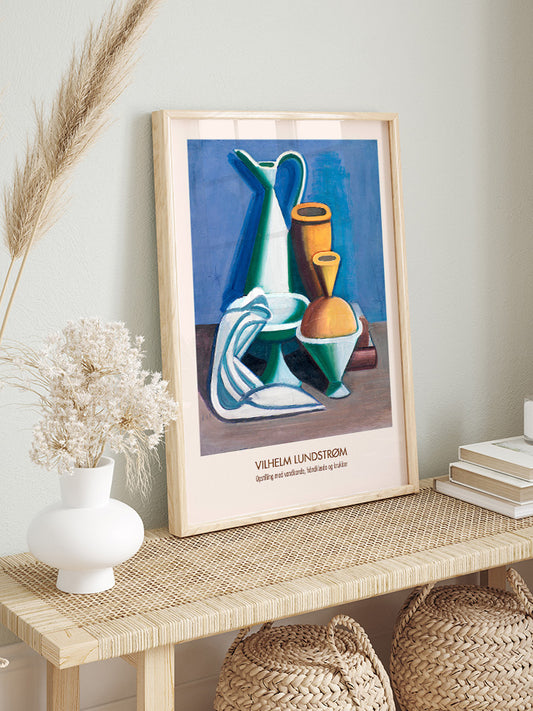 Vilhelm Lundstrom Still Life With Water Jug, Towel And Jars Poster - Giclée Baskı