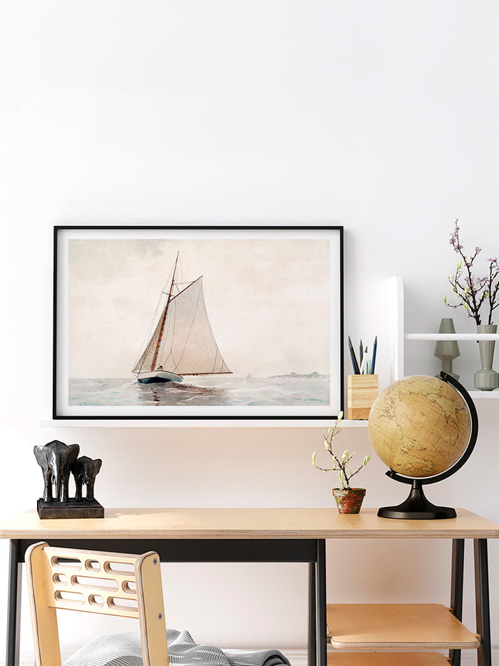 Winslow Homer Sailing off Gloucester - Art Print Poster