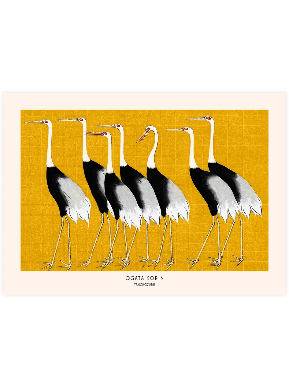 Ogata Korin Gray Cranes - Art Print Ünlü Ressamlar Poster
