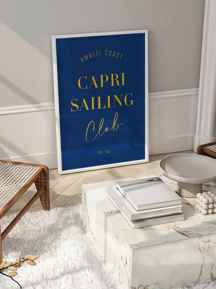 Amalfi Coast esintili minimalist yazı tasarımlı sanatsal baskı