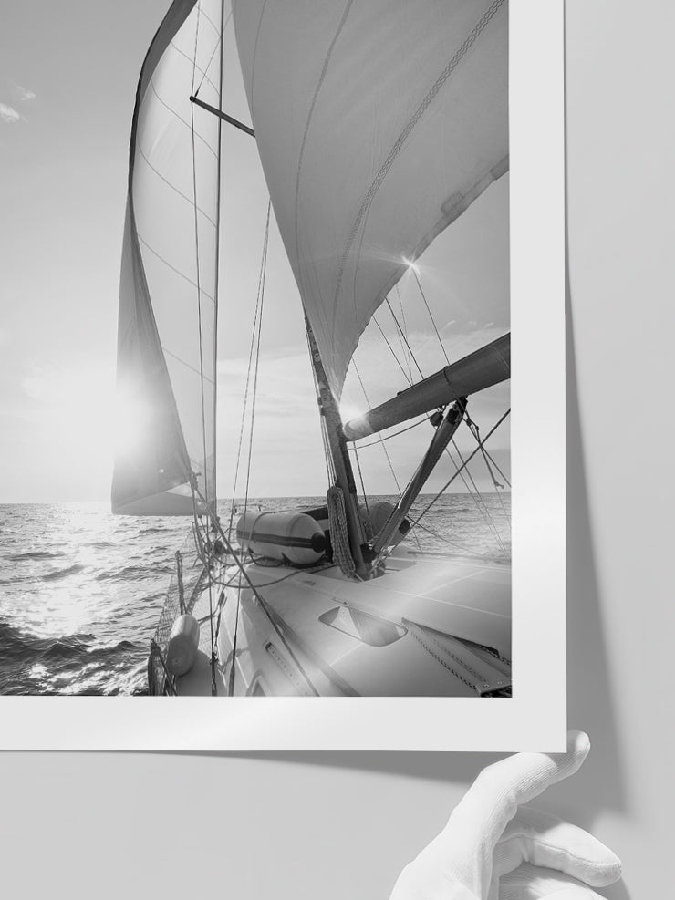 Siyah Beyaz Yelken - Art Print  Poster