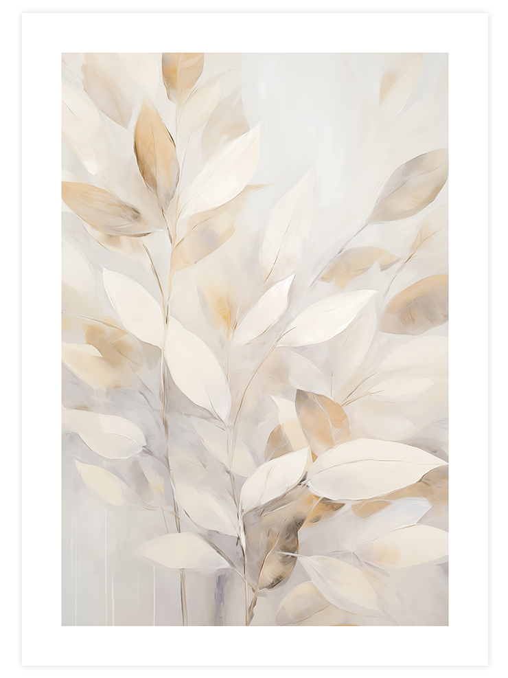 Beige Leaves - Art Print