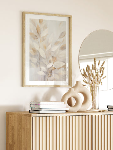 Beige Leaves - Art Print