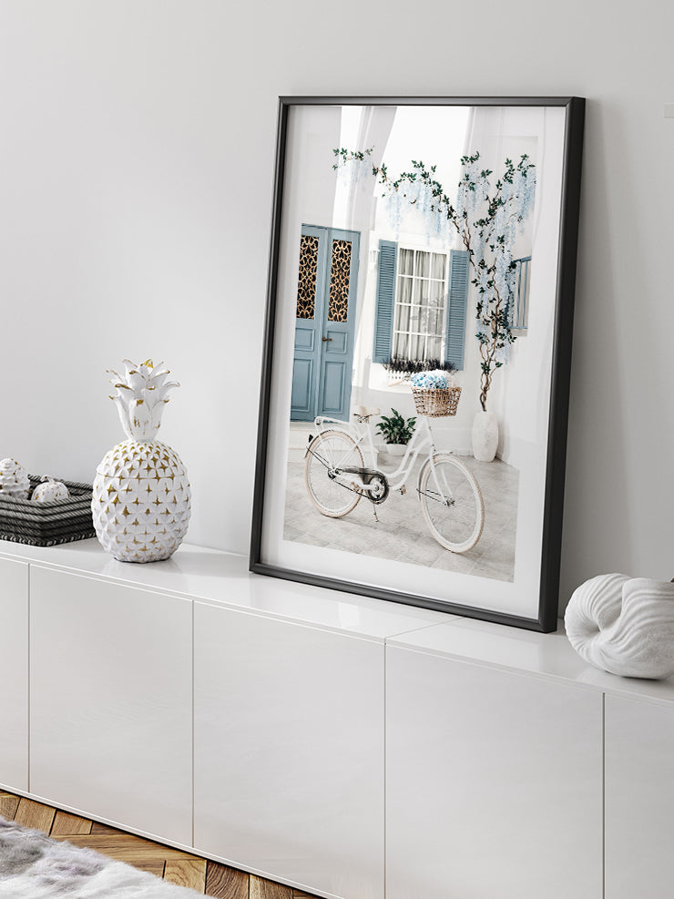 Beyaz Bisiklet - Art Print