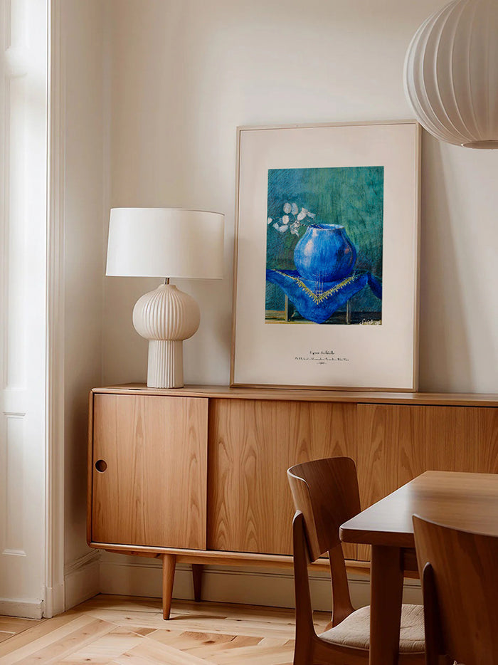 Egon Schiele Moneyplant Branch in Blue Vase - Art Print  Poster