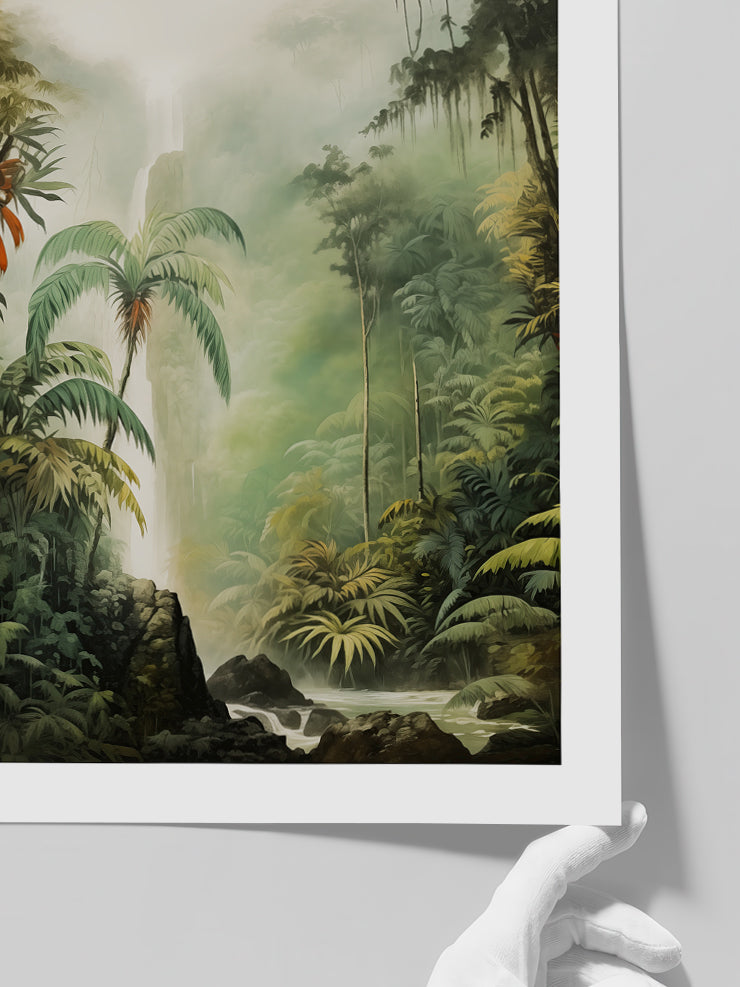 Şelaleli Tropikal Orman - Art Print