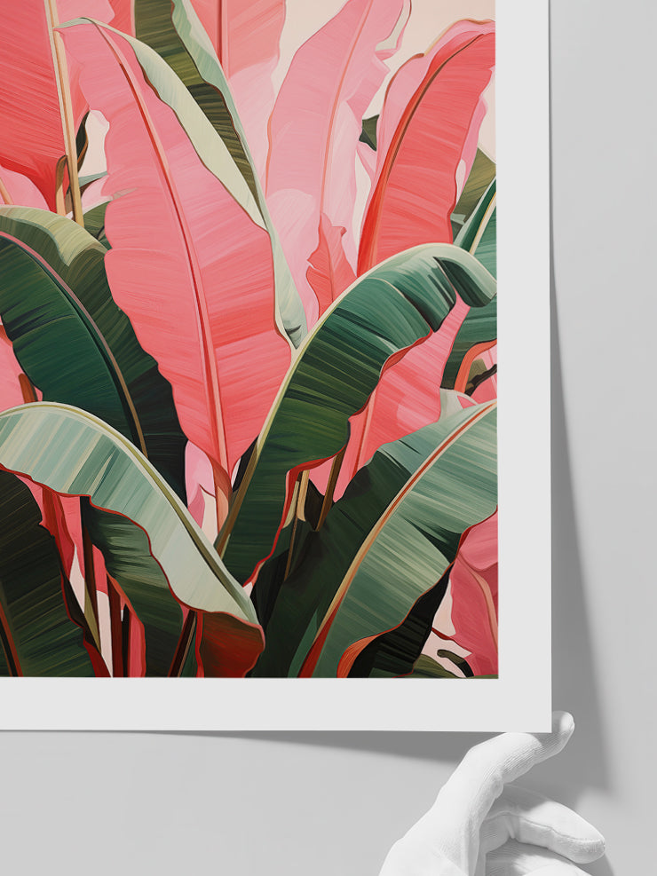 Pembe Yeşil Muz Ağacı - Art Print  Poster