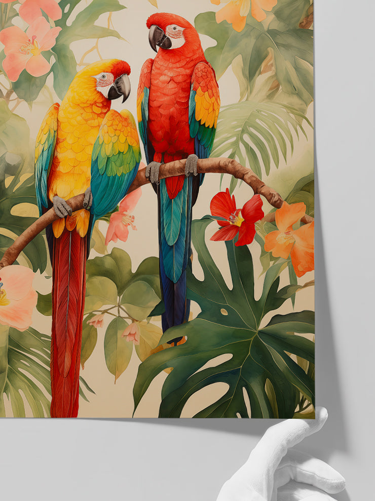 Vintage Papağan - Art Print