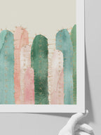 Rengarenk Kaktüsler - Art Print