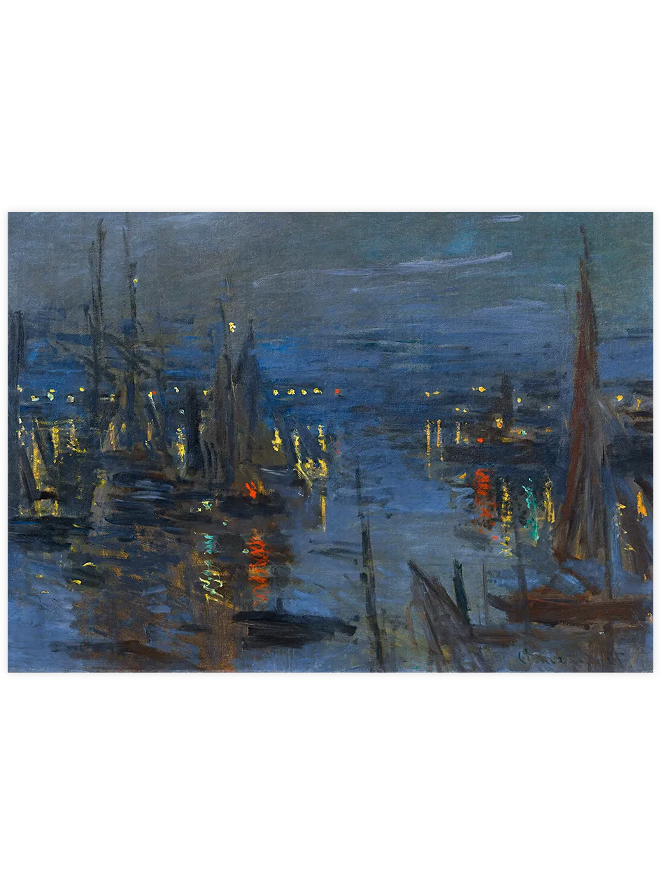 Le Havre limanında gece ışıkları.