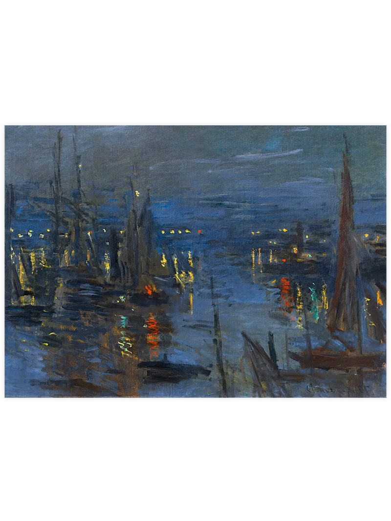 Le Havre limanında gece ışıkları.