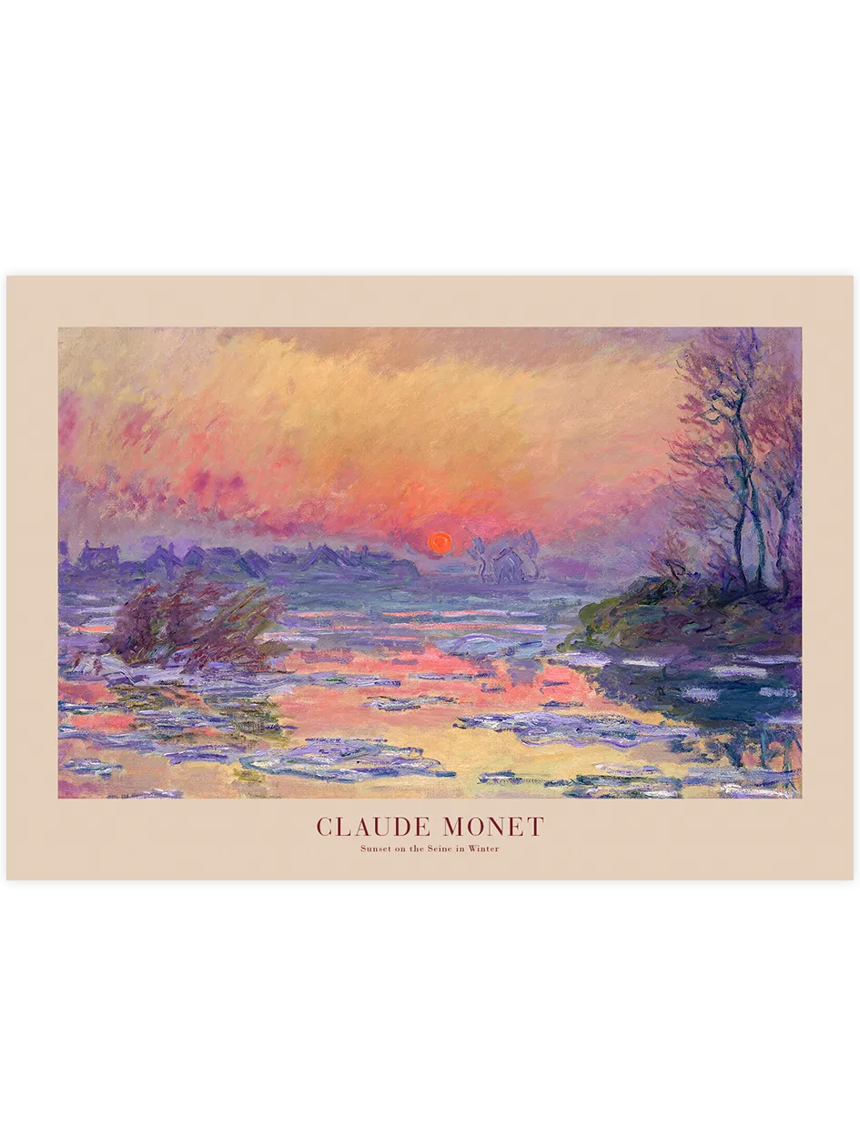 Monet Sunset on the Seine in Winter - Art Print