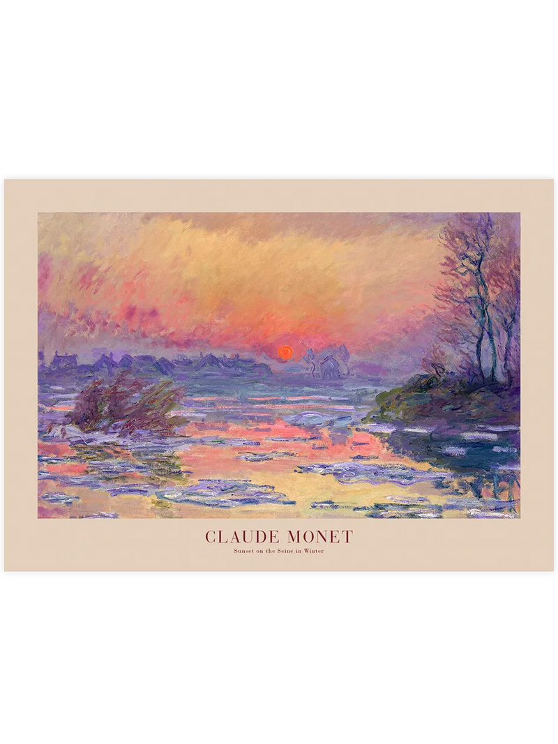 Monet Sunset on the Seine in Winter - Art Print